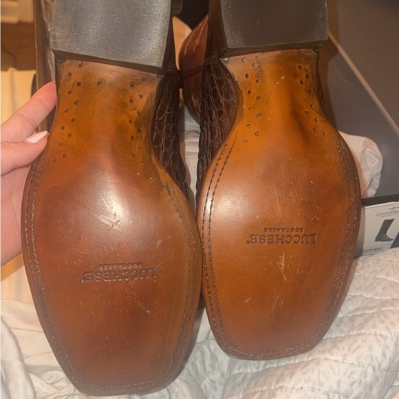 Lucchese Dark Brown and Tan Western Boots - Picture 5 of 5